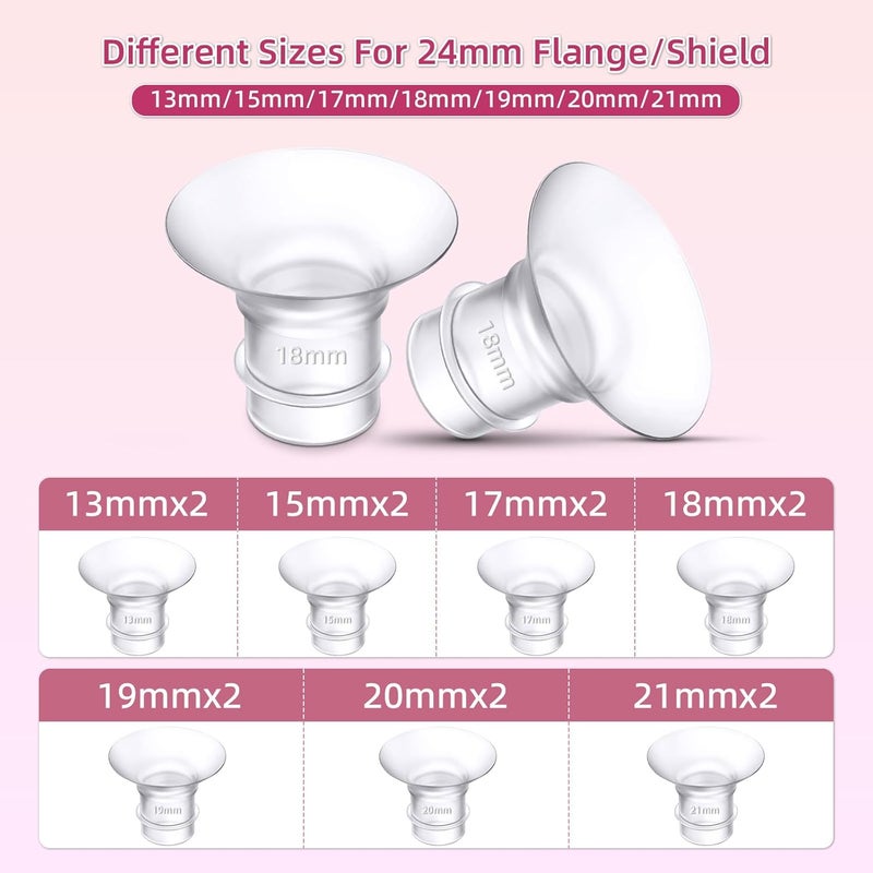 Trymall Flange Inserts 18mm 8PCS,Wearable Breast Pump Parts Compatible with Momcozy S12 pro/S9 pro/S12/S9/Medela/Spectra/TSRETE 24mm Breast Pump Shields/Flanges,Reduce 24mm Nipple Tunnel Down to 18mm - Image 4